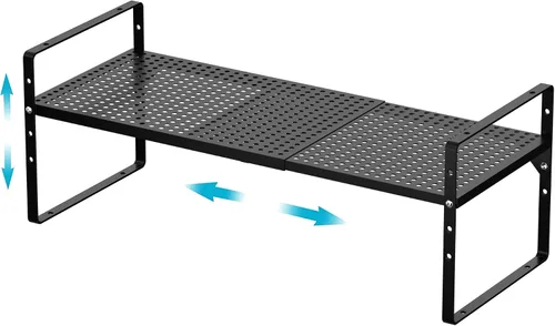 Vista 9 de iPEGTOP Estante organizador de estante de almacenamiento expandible para gabinete, estante de especias de metal apilable de acero resistente, altura