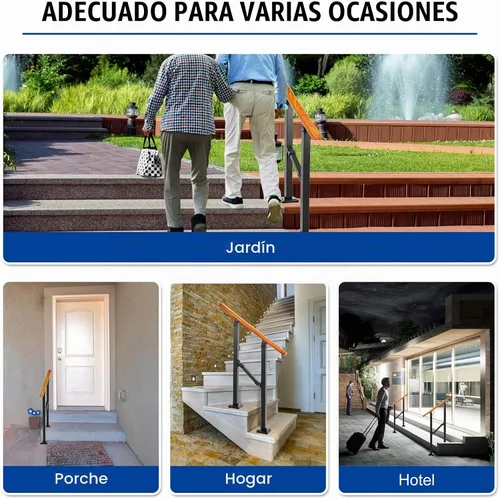 Vista 7 de 2 Step Handrails for Outdoor Steps, Metal Wood Grain Hand Rails Pasamanos exteriores para escalones exteriores, conectores de aluminio inoxidables