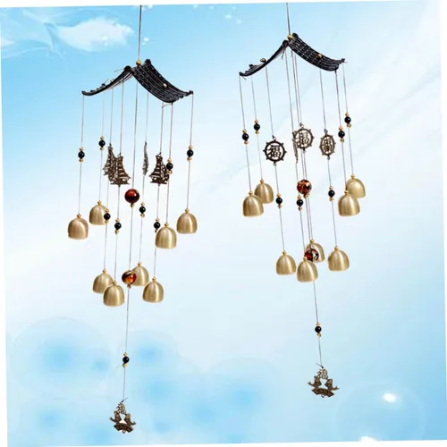 Vista 7 de BESTOYARD Abalorio de viento decoración de campana de viento Feng Shui, campana de viento china bendición colgante campanas de cobre colgantes Feng