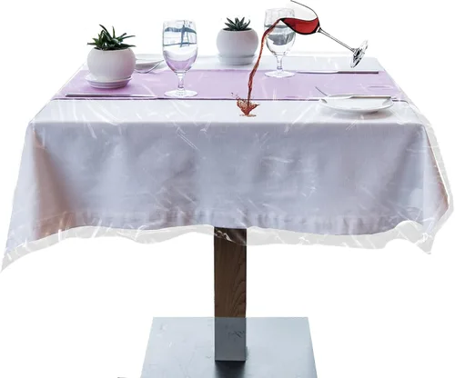 Vista 3 de LAMINET Protector de Mantel de Plástico Transparente – Cubierta de Mesa de Vinilo Resistente de Lujo – 54" Cuadrado – Cristalino, Fácil de Limpiar.