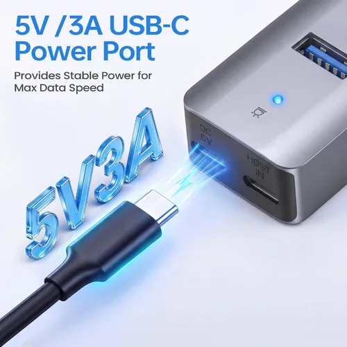 Vista 3 de Hub USB3.0 de 7 puertos, 4 USB-A y 3 USB-C multipuerto USB Splitter
