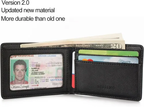 Vista 3 de Cartera delgada con bolsillo frontal para hombre con bloqueo RFID