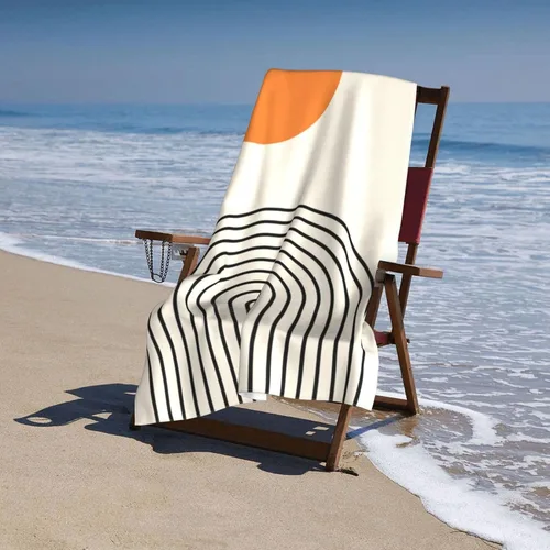 Vista 6 de VOOHDDY Toalla de playa abstracta, bohemia, simple, moderna, minimalista, estética, grande, suave, absorbente, microfibra, secado rápido, toallas