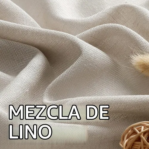 Vista 2 de H.VERSAILTEX Cortinas de lino natural de 84 pulgadas de largo para sala de estar, 2 paneles, con pestaña trasera y bolsillo de asa, texturadas