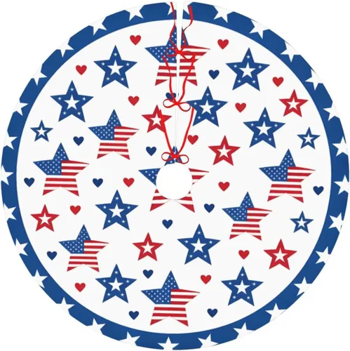 Vista 9 de 4th of July Christmas Tree Skirts 30", Flag Memorial Day Xmas Tree Cloth Mats Trees Skirts for Decor Gift, Home Decoration