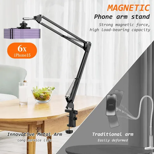 Vista 6 de Soporte magnético para teléfono VRIG para cama, soporte de teléfono Magsafe flexible para escritorio, soporte ajustable para tableta para iPhone 17