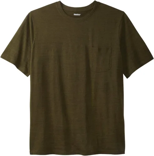 Vista 35 de KingSize Big & Tall Shrink-Less - Camiseta ligera, con cuello redondo, con bolsillo para hombre Gris Caliente Carbón