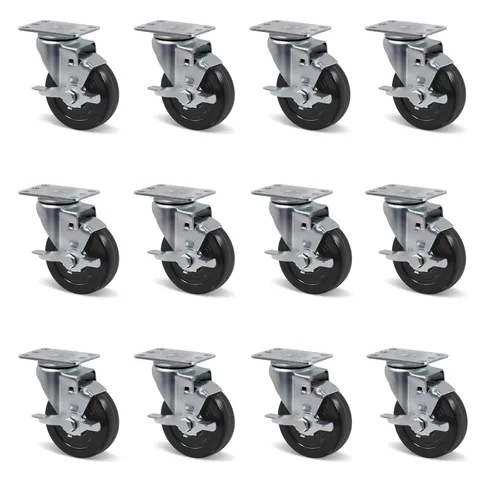 Vista 9 de Juego de 4 ruedas giratorias de 3 pulgadas, ruedas giratorias resistentes, ruedas de goma dura para muebles de camión de plataforma, carrito móvil