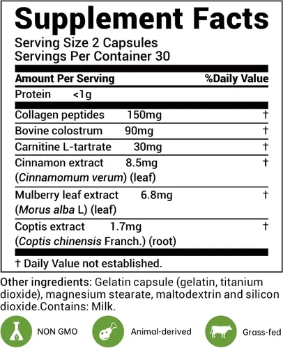 Vista 7 de DrBioCare Suplemento de Complejo de Colágeno Vivo L-Carnitina, Péptidos de Colágeno de Bóvinos Alimentados con Pasto, Colostro Bovino, Extracto
