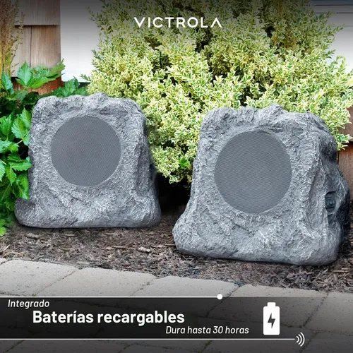 Vista 5 de Victrola Altavoz Rock al Aire Libre (Par) – Altavoces Bluetooth al Aire Libre Recargables IPX4 para Jardín, Patio, Construidos para Todas
