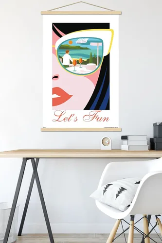 Vista 5 de Trends International The White Lotus - Póster de pared Let's Fun, 22.37 x 34.00 pulgadas, paquete de impresión premium y colgador de madera de haya