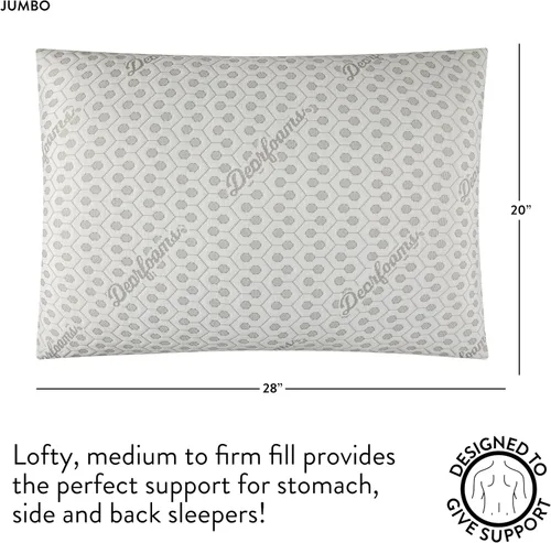 Vista 3 de Dearfoams Almohadas de cama tamaño estándar/queen - Juego de 2 almohadas de cama con infusión de carbón con funda de punto suave para dormir