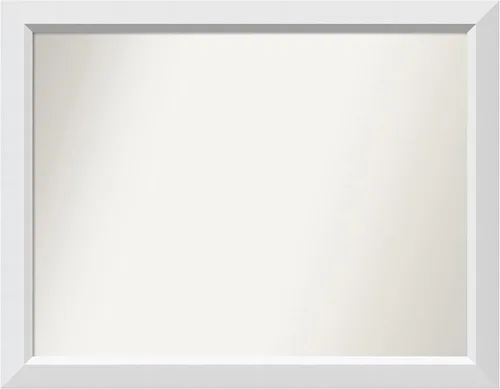 Vista 51 de Amanti Art Espejo de baño blanco para sobre el fregadero, 24 x 26 pulgadas, espejo rectangular blanco y blanco, marco de madera contemporáneo