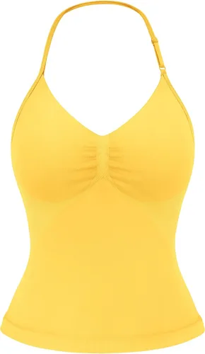 Vista 15 de YEOREO SoftHue Impact Longline Top de Tirantes para Mujer Camiseta sin Mangas Halter para Ejercicio sin Espalda Gimnasio Longline con Correa