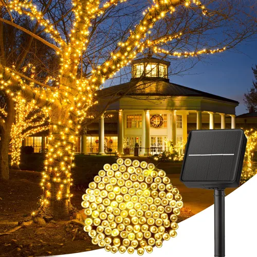 Vista 8 de Minetom Luces de Cadena Solares para Exteriores, 40 pies, 100 Luces LED de Cadena Alimentadas por Energía Solar con 8 Modos de Iluminación, Luces