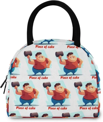 Vista 3 de Dibujos animados chico musculoso divertido resistente bolsas aislantes caja de almuerzo para escuela secundaria para la universidad bolso
