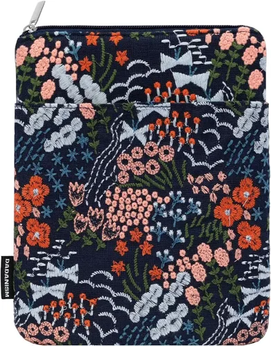 Vista 8 de Dadanism Manga acolchada de flores bordadas de 6-7 pulgadas para lector Beige floral