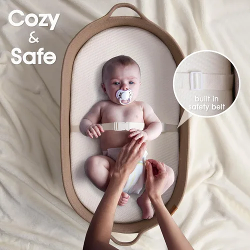 Vista 4 de Cesta cambiador de bebé incluye pañalera, suave e impermeable, de doble cubierta, portátil, cambiador para tocador y cambiador, regalo para baby