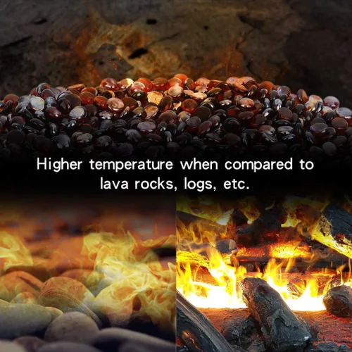 Vista 3 de Stanbroil Cuentas de vidrio de fuego de 10 libras, gotas de vidrio de fuego de 1/2 pulgada para chimenea Juegos de troncos de gas Paisajismo