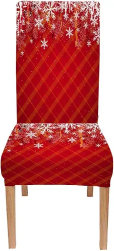 Vista 88 de CAPSCEOLL Christmas Dining Chair Covers,Snowflakes Festive Winter Pattern Stretch Chair Covers for Dining Room Set of 2 Washable Spandex Parson
