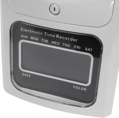 Vista 9 de Reloj de cálculo de tiempo, grabadora de tiempo electrónica, Punch Pak, máquina de entrada y salida para empleados, incluye 50 tarjetas de tiempo