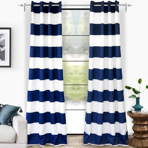 Vista 18 de DriftAway Cortinas negras con rayas para oscurecimiento de habitación, cortinas con ojales clásicas de rayas horizontales para dormitorio, sala