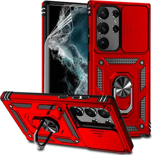 Vista 10 de Funda para Samsung Galaxy S23 Ultra con funda para cámara deslizante, protector de pantalla HD [prueba de caídas de grado militar] Funda protectora