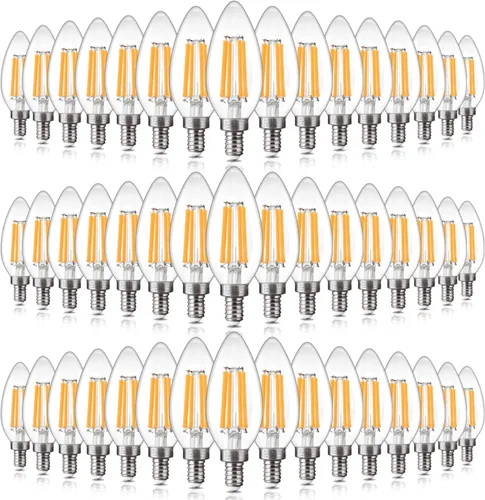 Vista 22 de ALAMPEVER Paquete de 6 bombillas para lámpara de techo, equivalente a 40W, foco E12 de candelabro, foco LED regulable de 330 lm, 2200 K blanco