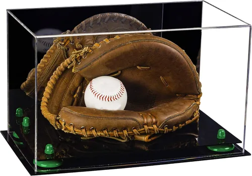 Vista 21 de Better Display Cases Vitrina de guantes de béisbol de acrílico transparente con elevadores negros (A011/V16)