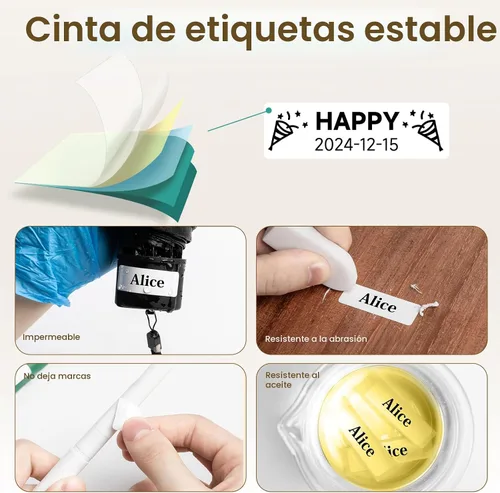 Vista 8 de Phomemo D30 - Etiquetadora inalámbrica Bluetooth, pequeña, de bolsillo, para teléfonos inteligentes, con cinta, impresora térmica directa