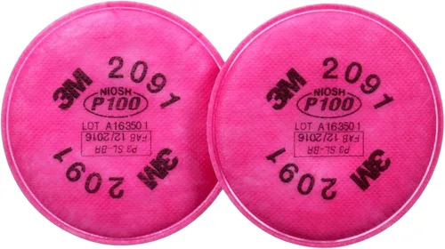 Vista 2 de 3M Filtro respirador 2091 6000 Series NIOSH aprobado 2091 P100, 2/Pack