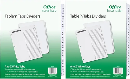 Vista 3 de Office Essentials 11676 Table 'n Tabs Divisores, 26 pestañas, letra