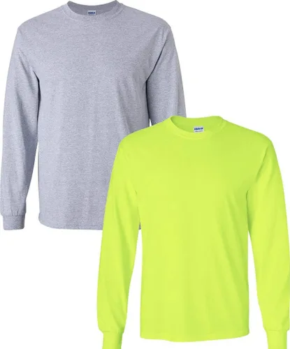 Vista 63 de Gildan - Camiseta de algodón y de manga larga para hombre, modelo G2400 (1) verde irlandés + (1) negro
