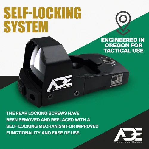 Vista 4 de Ade Advanced Optics RD3-006X Mini mira refleja punto verde – pistola óptica con placa de montaje para Ruger SR9, SR9C, SR40C, SR40, SR45 – Mira