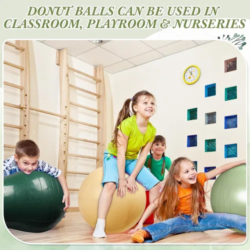 Vista 3 de Libima 4 Pcs Peanut Ball 34x16 Inch Inflatable Sensory Pregnancy Yoga Exercise Bounce Ball Sport Balance Sitting Stability Fitness Balls with Pump