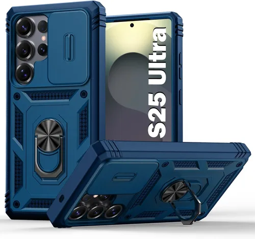 Vista 51 de PASNEW Funda militar para iPhone 13 Pro Max, cubierta de cámara deslizante y soporte de anillo de metal de 360°, carcasa rígida multicapa resistente