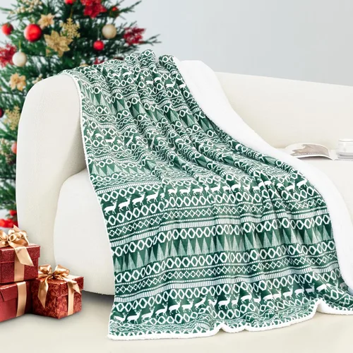 Vista 34 de Elegant Comfort - Manta reversible y ultra suave de franela con forro polar - Manta de sherpa navideña de invierno - Ligera, suave y acogedora
