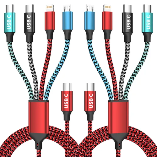 Vista 19 de Cable USB C a Lightning, cable de carga 4 en 1 de 240 W, 5 pies, cable de carga múltiple USB A/C a C/Lightning con luz para iPhone 16/15/14/13