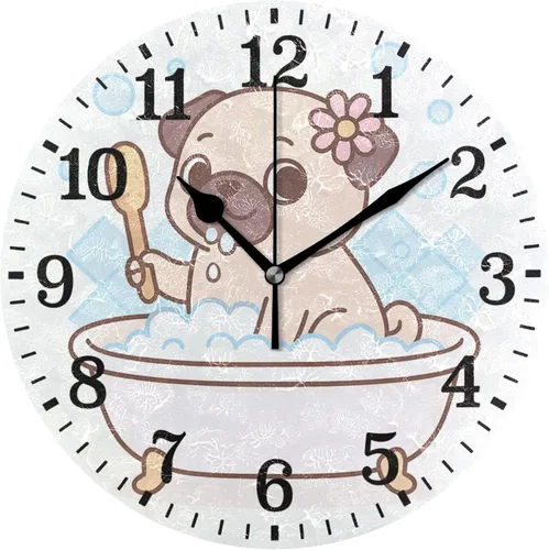 Vista 35 de JUNZAN Reloj de bañera con vino romántico espumoso y velas, reloj de pared silencioso de 10 pulgadas, pequeño reloj redondo, decoración de cocina
