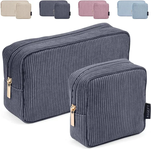 Vista 17 de MAGEFY Pequeña bolsa de maquillaje para bolso, mini bolsa de cosméticos de pana, linda bolsa cosmética para mujeres con bolsillos deslizantes