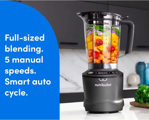 Vista 2 de NutriBullet SmartSense - licuadora de tamaño completo de 5 velocidades, 1400 vatios - Gris metalizado Metal (Gun Metal)