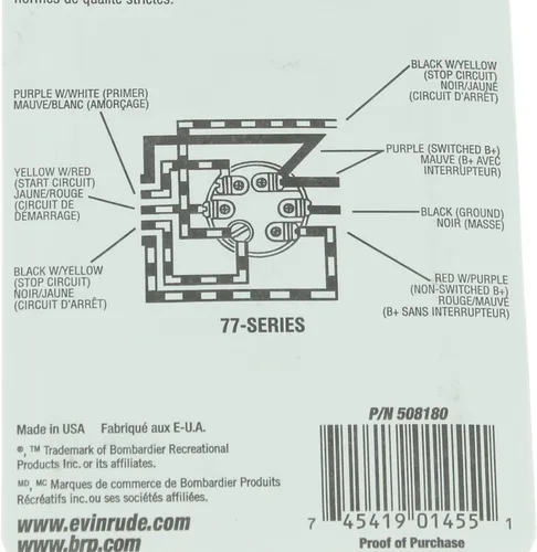 Vista 3 de Johnson Evinrude OMC Nuevo interruptor de encendido de llave de serie 77 para motor fuera de borda OEM, 0508180