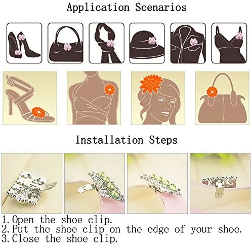 Vista 4 de WINGOFFLY 1 par de clips decorativos de diamantes de imitación para zapatos de boda, fiesta
