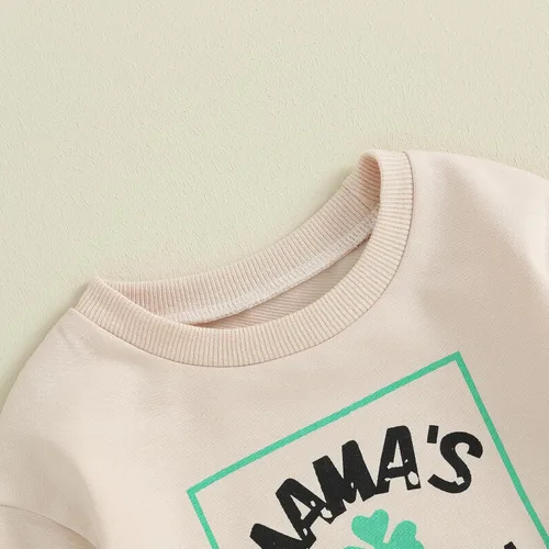 Vista 3 de Amiblvowa Conjunto de sudadera de manga larga para el día de San Patricio para bebé niño, sudadera de manga larga y pantalones deportivos casuales