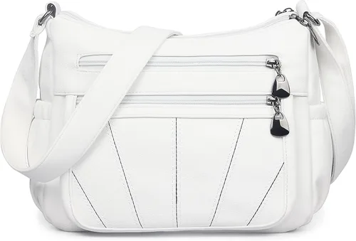 Vista 11 de Bolso cruzado para mujer, bolso de hombro suave de piel sintética, bolso mediano y espacioso, bolso de mano de moda con asa superior