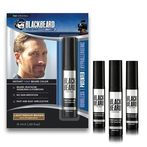 Vista 20 de Barbanegra para hombre, color de barba instantánea, negro, 1 paquete 1-Day Temporary Facial Hair Tint, Beard, Mustache, Eyebrow, Sideburns