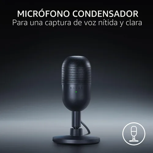 Vista 2 de Razer Seiren V3 Mini Micrófono USB: Micrófono de condensador - Patrón de captación supercardioide - Sensor de silencio con toque y indicador LED