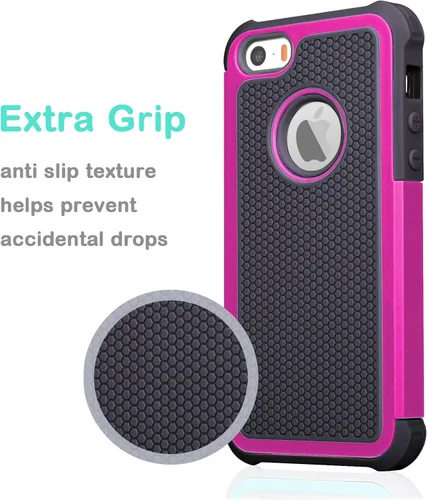 Vista 8 de Jeylly Funda para iPhone SE/Funda para iPhone 5S, Exterior de Plástico Duro que Absorbe Golpes + Interior de Silicona de Goma Defensor contra