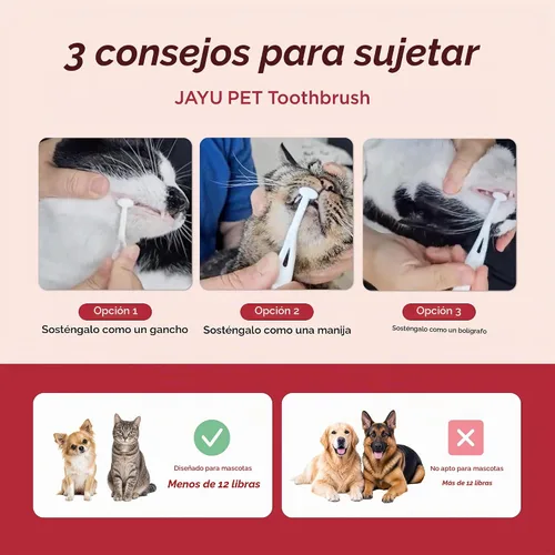 Vista 9 de JAYU PET Cepillo de Cuidado Dental (Cerdas de Borde) 1 unidad - Cepillo de Dientes para Perro con Cabeza Micro Redonda, Cepillo de Dientes