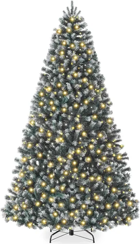 Vista 15 de Best Choice Products Árbol de Navidad de abeto azul preiluminado, decoración artificial con bisagras completas, 100 luces incandescentes blancas